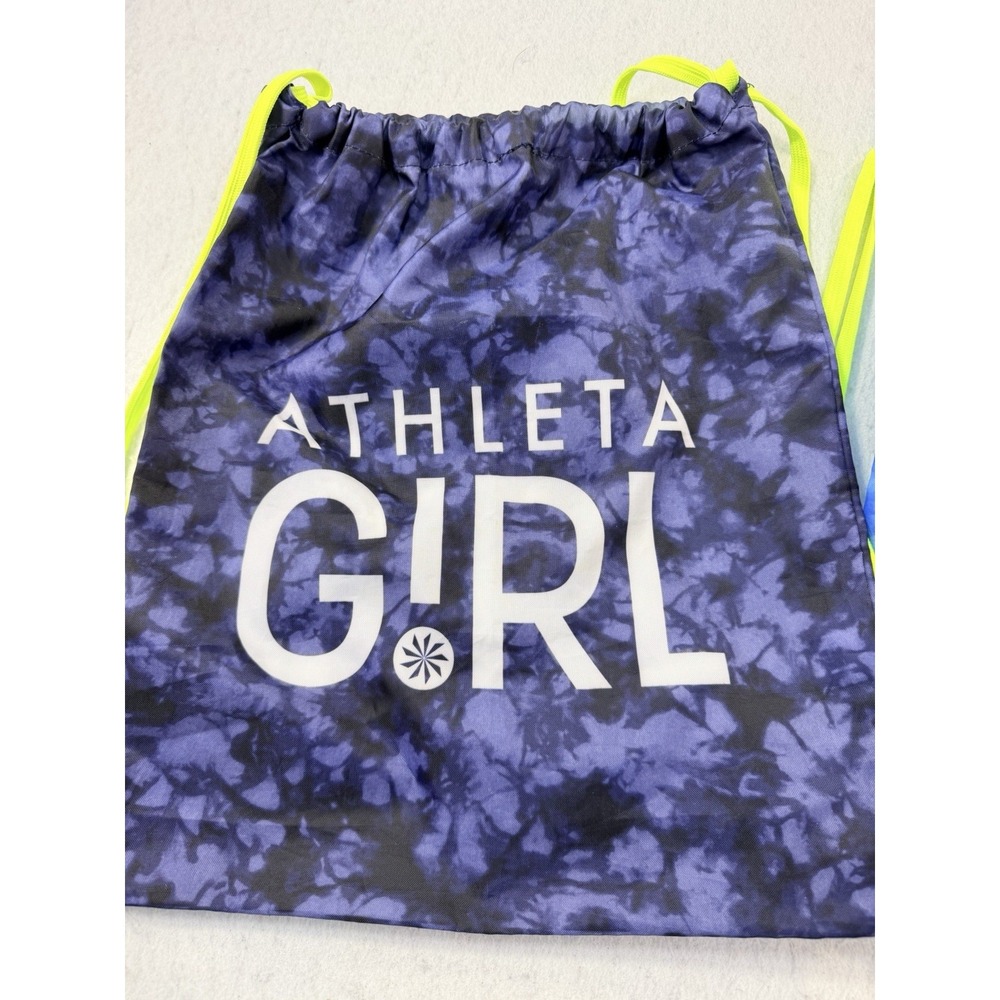 Athleta Girl Backpack Blue Tie Dye Neon Drawstring Bag Dance Cheer Poms Class